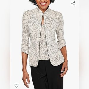 Alex Evenings Women's Top & Jacket 2 Piece Set Beige